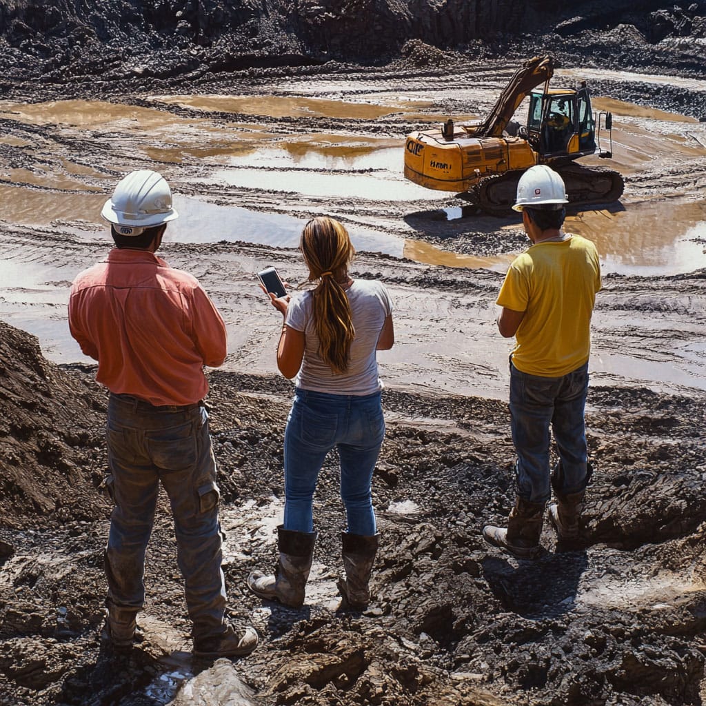 Team of earthworkers planning an excavation project in Southwest Florida.